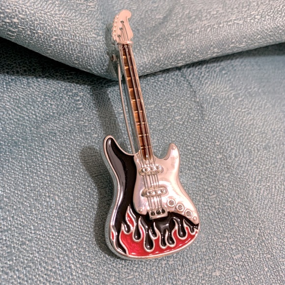 Jewelry - Flaming Guitar Pin